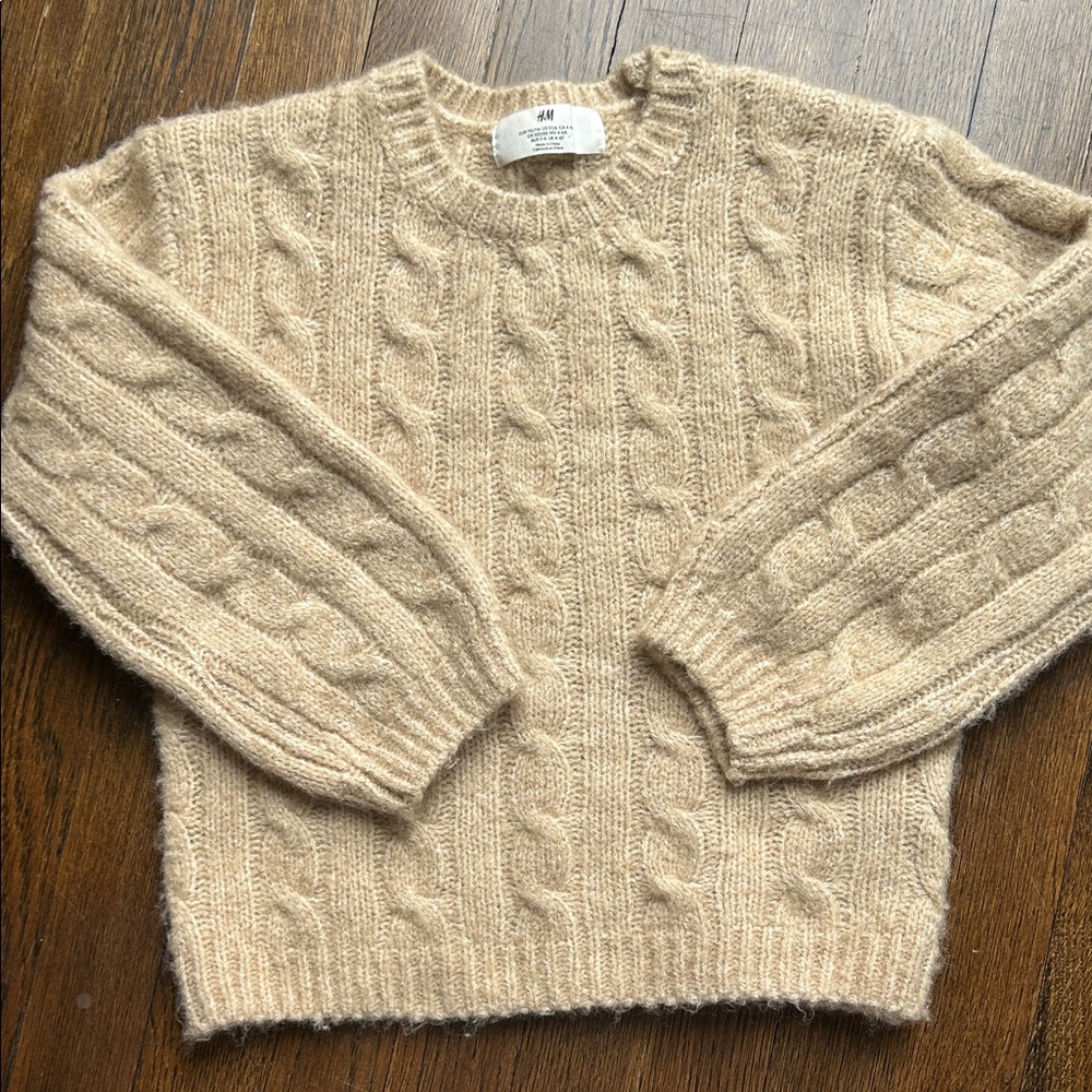 H&M tan Cable Knit Crewneck Sweater